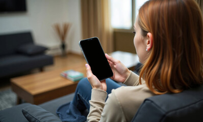 Mockup Photo Woman Sofa Living Room