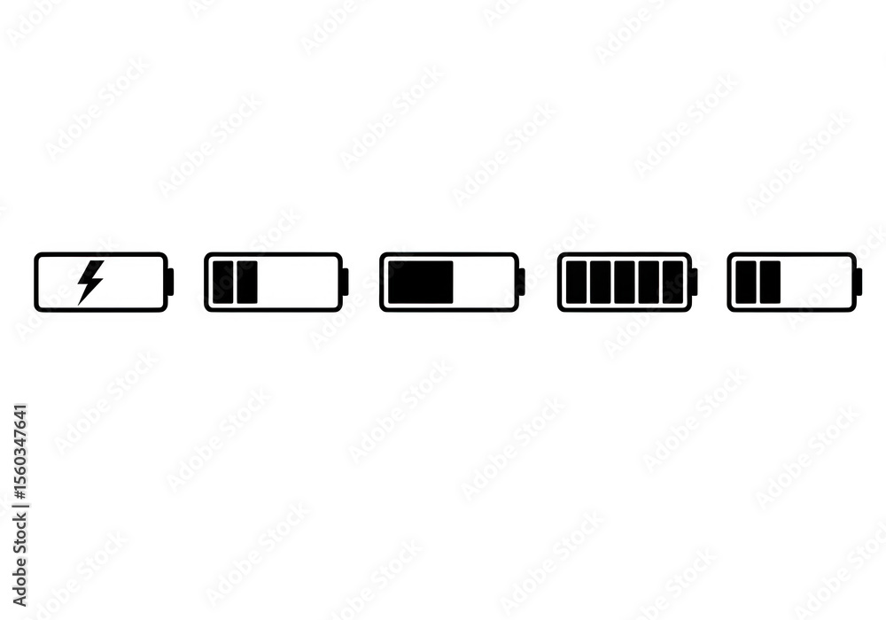 Aufkleber a set of battery icons showing various charge levels, isolated on transparent background