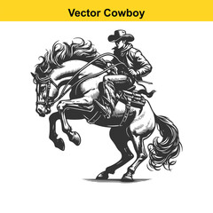 Vector cowboy baking horse.	