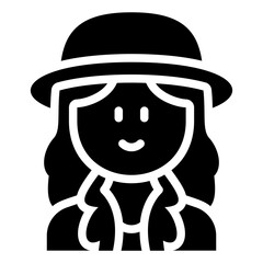 Wavy hair woman with hat and coat jacket