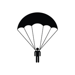 Parachutist icon Man with parachute Simple vector illustration on white background