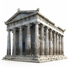 Fototapeta premium Ancient greek temple with fluted columns and a weathered facade, stands as a testament to the passage of time