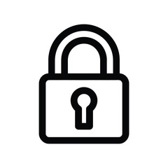 Simple black outline of a padlock with a keyhole on a white background