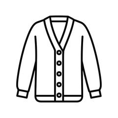 Simple line art illustration of a classic button up cardigan sweater