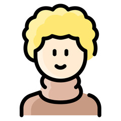 Curly man with turtleneck sweater