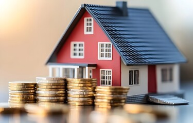 House with Coins Real Estate Money Concept Illustration.