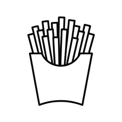 French Fries in a Box Outline Icon Fast Food Vector Illustration