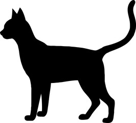 Black and white cat and dog silhouette illustration, isolated domestic feline and canine pets