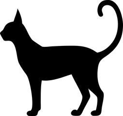 Black cat silhouette vector illustration, a domestic feline animal outline