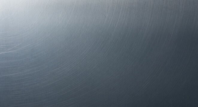Graded brushed metal texture with circular scratch marks presenting a modern and industrial background for design projects.