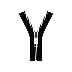 Open Zipper Illustration in Black and White Fashion Design Element