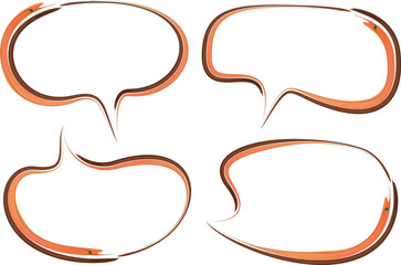 brown orange colorful abstract decorative art stroke speech bubbles set