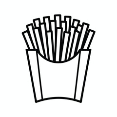 French Fries in a Box Outline Icon for Fast Food Concept