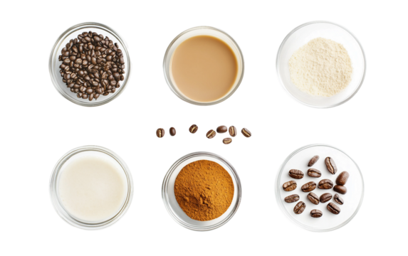 Coffee recipe card placed beside ingredients on wooden surface for a handcrafted brew isolated on transparent background PNG