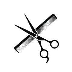 Black Silhouette of Scissors and Comb for Hairdressing Services and Beauty Salons