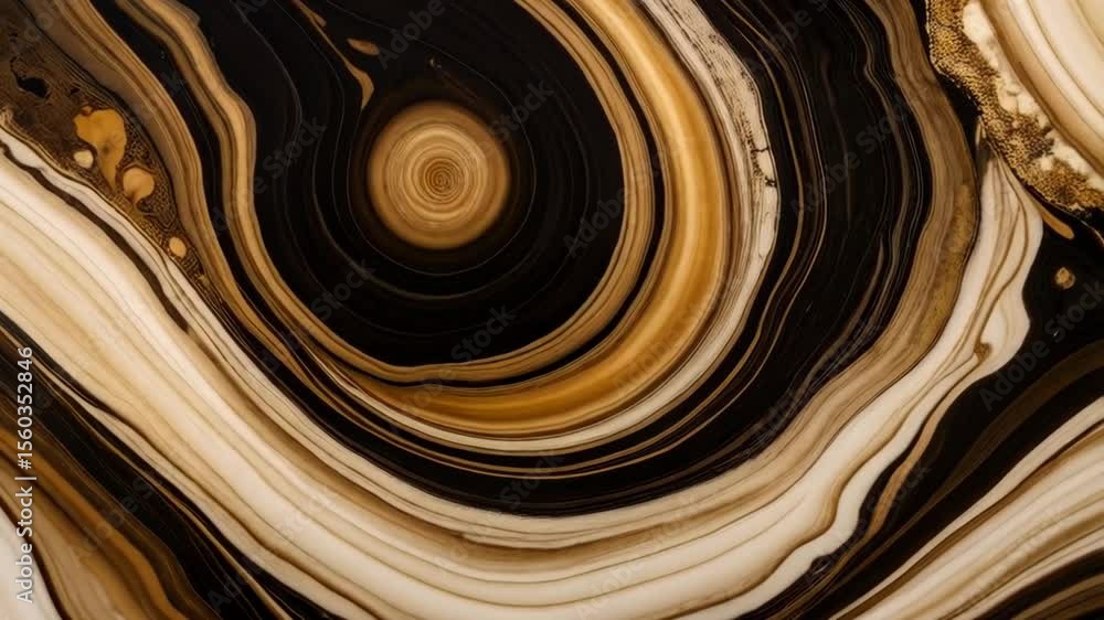 Aufkleber abstract background design with swirling patterns in black, brown, white and gold color palette, cre