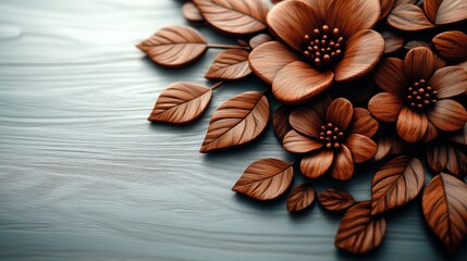 Detailed wooden floral arrangement