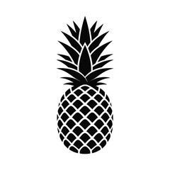 Obraz premium Black and white pineapple illustration tropical fruit icon simple design