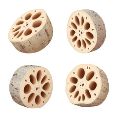 4 of  Sliced Lotus Root with Unique Patterns and Textures for Cooking on White Background