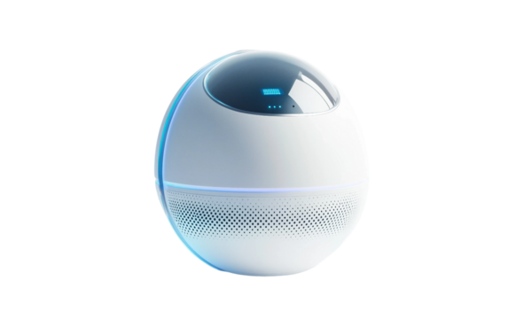 Compact AI study assistant device featuring voice interaction and smart learning functions isolated on transparent background PNG