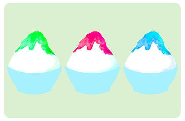 水彩風の和風なかき氷セット