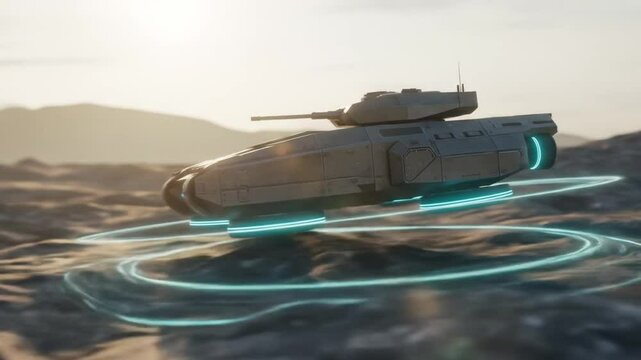 Advanced armored car speeding through water with glowing wheels and cyber-enhanced design