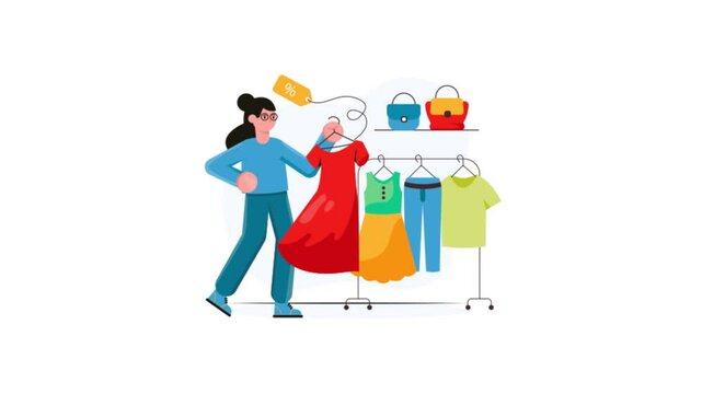 Girl Buying Dress Mp4 Video Animated	