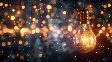 Illuminated lightbulb symbolizing innovation and creativity against a dark backdrop