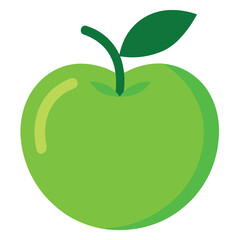 Flat Green Apple Graphic on White