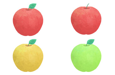 水彩風のりんごイラストセット