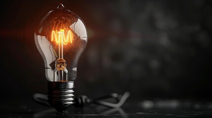 Illuminating lightbulb symbolizing innovative ideas and creative concepts against a dark backdrop