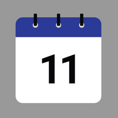 Vector calendar icon illustration with day 11, date, month, and year for event and holiday planning template design