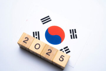 2025, South Korea with date block, Concept, Important events for South Korea the new year,...