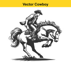 Obraz premium Vector cowboy baking horse. 