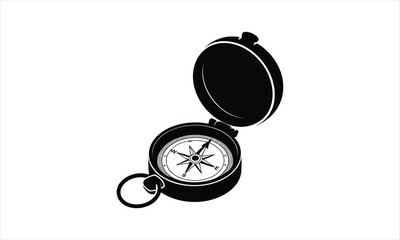 Classic navigational compass rose silhouette for exploration and adventure