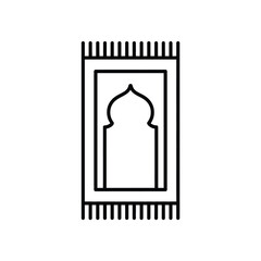 Islamic prayer mat icon with arch and fringe detail on white background