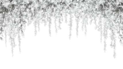 White Hanging Icicles Frame Border Winter Decoration on White Background