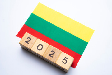 2025, Lithuania, Lithuania flag with date block, Concept, Important events for Lithuania the new...