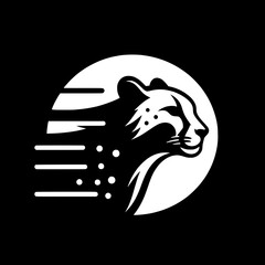 Black and White SVG of a Minimalistic Cheetah Logo