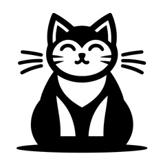 Black and White SVG of a Minimalistic Cat Logo