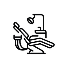 Modern dental chair with adjustable lamp icon for oral hygiene and dental care