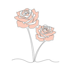 Hand-drawn rose line art drawing. Simple rose flower linear icon vector.	