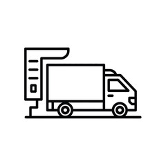 Line art icon of a delivery truck with a caliper measuring its height