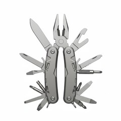 Compact stainless steel multitool featuring pliers, knife, screwdrivers, and more, ideal for survival, camping, and everyday use.