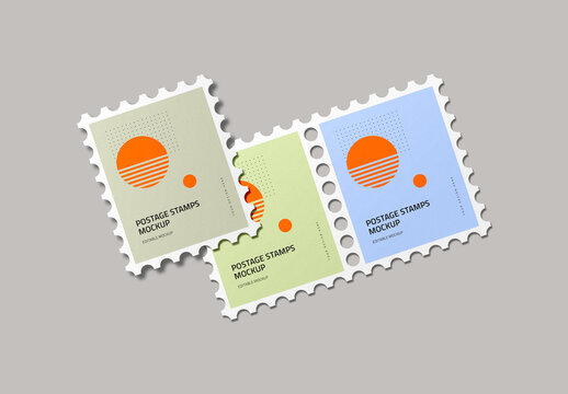 Postage Stamp Mockup on Light Background