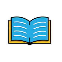 education icon. book or ebook. open book with writing inside. smart. isometric design style