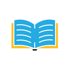 education icon. book or ebook. open book with writing inside. smart. Flat design style