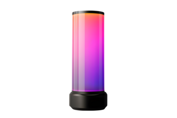 realistic mood-enhancing lamp mockup, side view with adjustable hues, isolated on transparent background