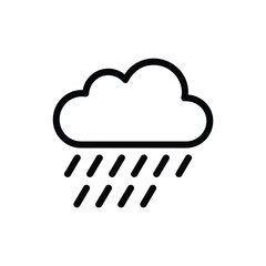 Simple black line art icon representing a cloud with falling rain streaks