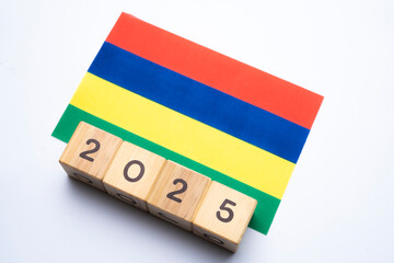 2025, Mauritius, Mauritius flag with date block, Concept, Important events for Mauritius the new...